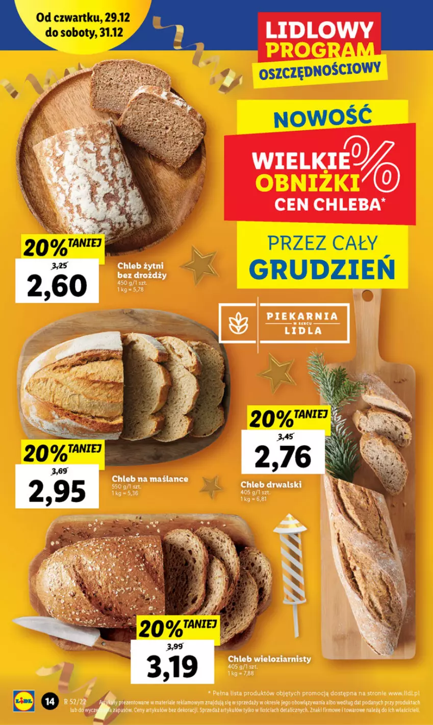 Gazetka promocyjna Lidl - GAZETKA - ważna 29.12 do 31.12.2022 - strona 14 - produkty: Chleb, Chleb wieloziarnisty