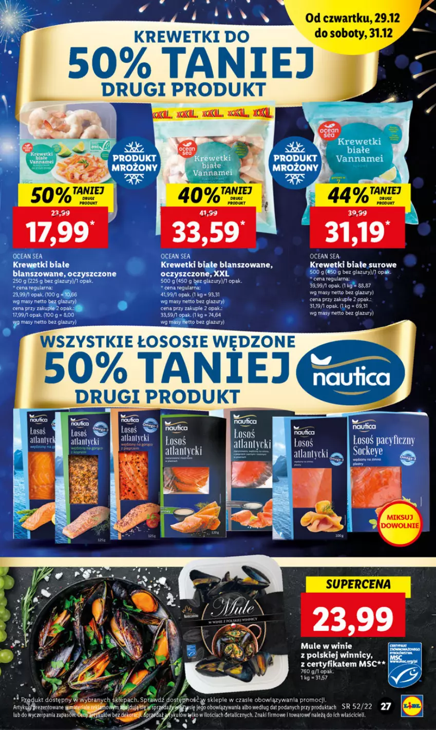 Gazetka promocyjna Lidl - GAZETKA - ważna 29.12 do 31.12.2022 - strona 27 - produkty: Krewetki, Lazur, Mule, Por, Sos