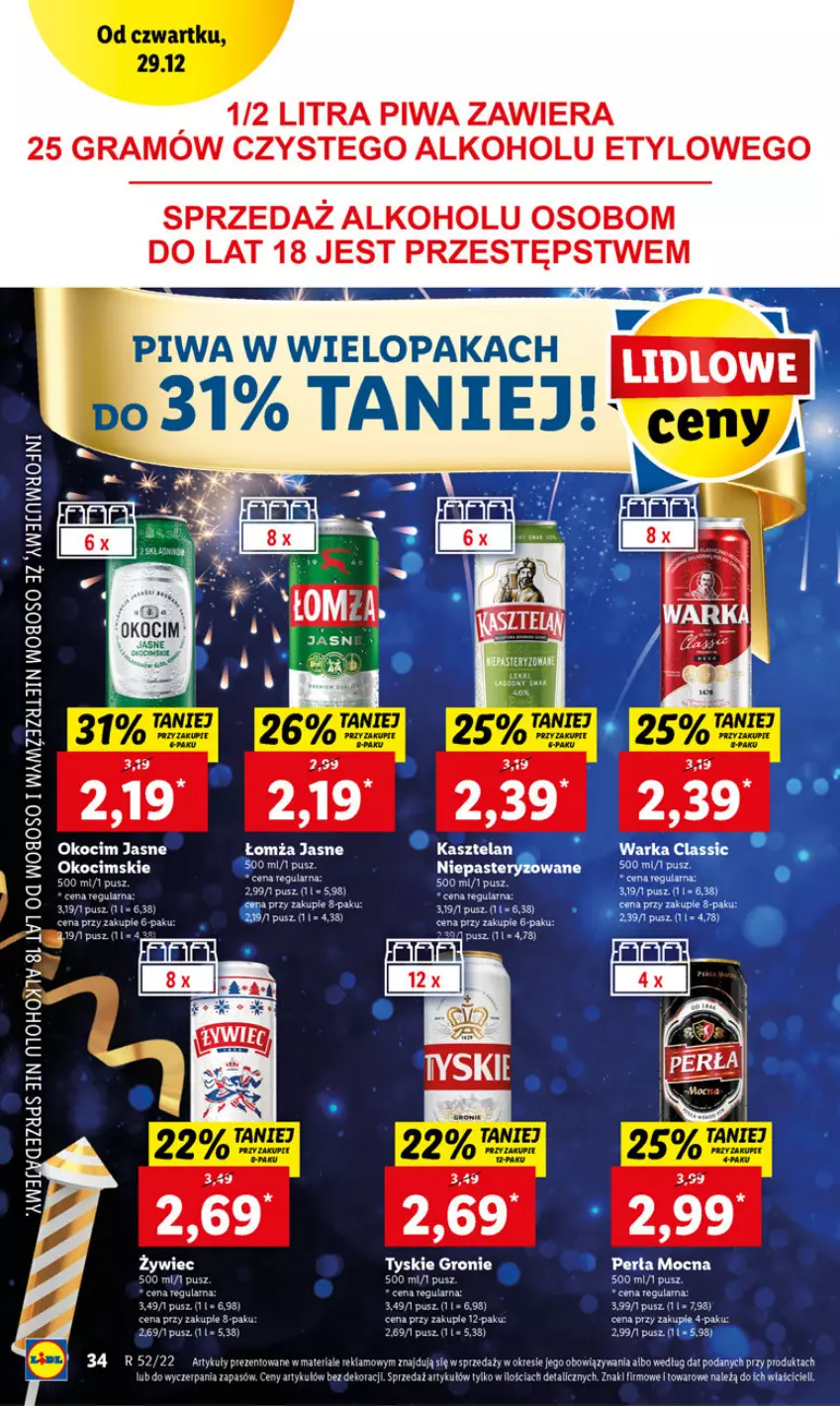 Gazetka promocyjna Lidl - GAZETKA - ważna 29.12 do 31.12.2022 - strona 36 - produkty: Fa, Gra, Kasztelan, Koc, Nioh, Okocim, Perła, Piwa, Sos, Warka