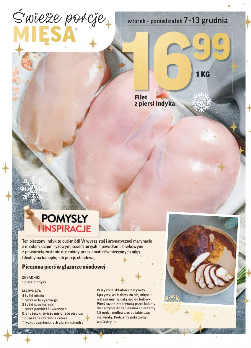 Gazetka promocyjna Intermarche - Gazetka promocyjna - ważna 07.12 do 13.12.2021 - strona 20 - produkty: Cebula, Filet z piersi indyka, Lazur, Mięso, Miód, Piec, Pieprz, Por, Ryż, Sos