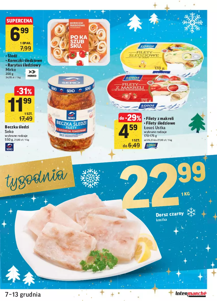 Gazetka promocyjna Intermarche - Gazetka promocyjna - ważna 07.12 do 13.12.2021 - strona 31 - produkty: Dorsz, Koreczki śledziowe, SEKO