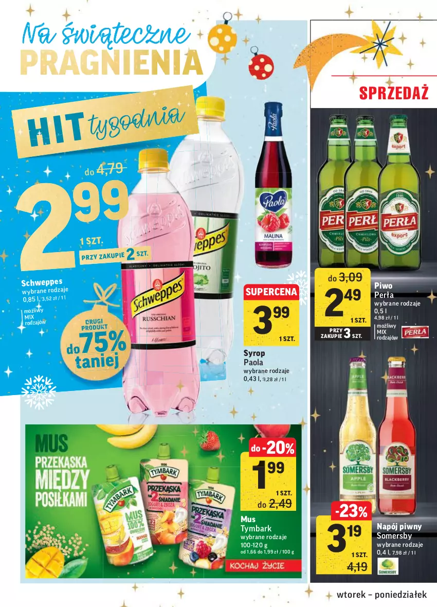 Gazetka promocyjna Intermarche - Gazetka promocyjna - ważna 07.12 do 13.12.2021 - strona 36 - produkty: Mus, Napój, Paola, Perła, Piwo, Somersby, Syrop, Tymbark