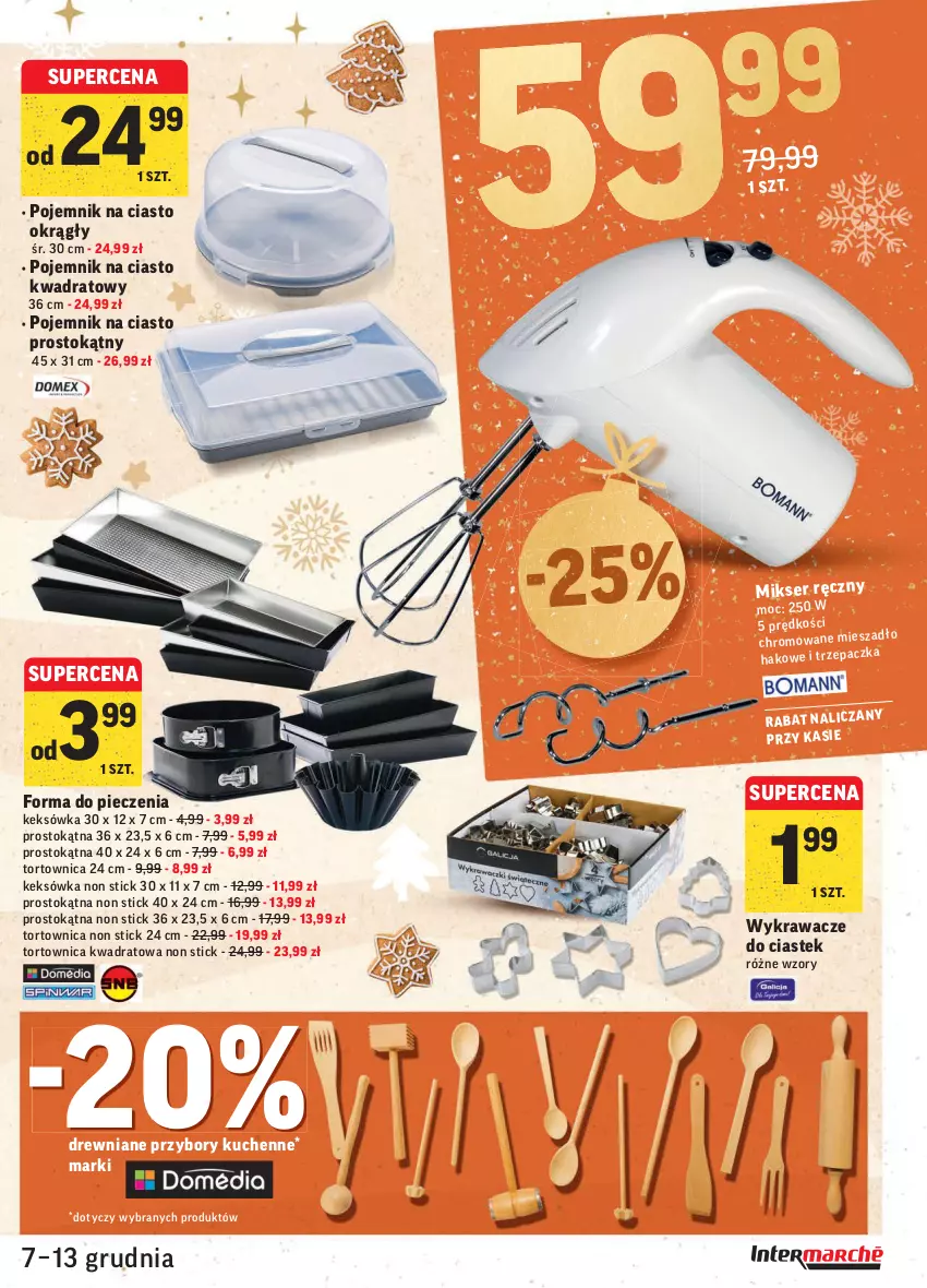 Gazetka promocyjna Intermarche - Gazetka promocyjna - ważna 07.12 do 13.12.2021 - strona 7 - produkty: Forma do pieczenia, Keksówka, Mikser, Mikser ręczny, Piec, Pojemnik, Pojemnik na ciasto, Przybory kuchenne, Ser, Stek, Tortownica