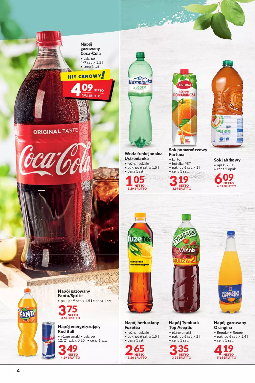 Gazetka promocyjna Makro - [Oferta specjalna] Letnie grillowanie - ważna 31.05 do 13.06.2022 - strona 4 - produkty: Coca-Cola, Fa, Fanta, Fortuna, Gin, Napój, Napój gazowany, Red Bull, Sok, Sok jabłkowy, Sok pomarańczowy, Sprite, Top, Tymbark, Woda