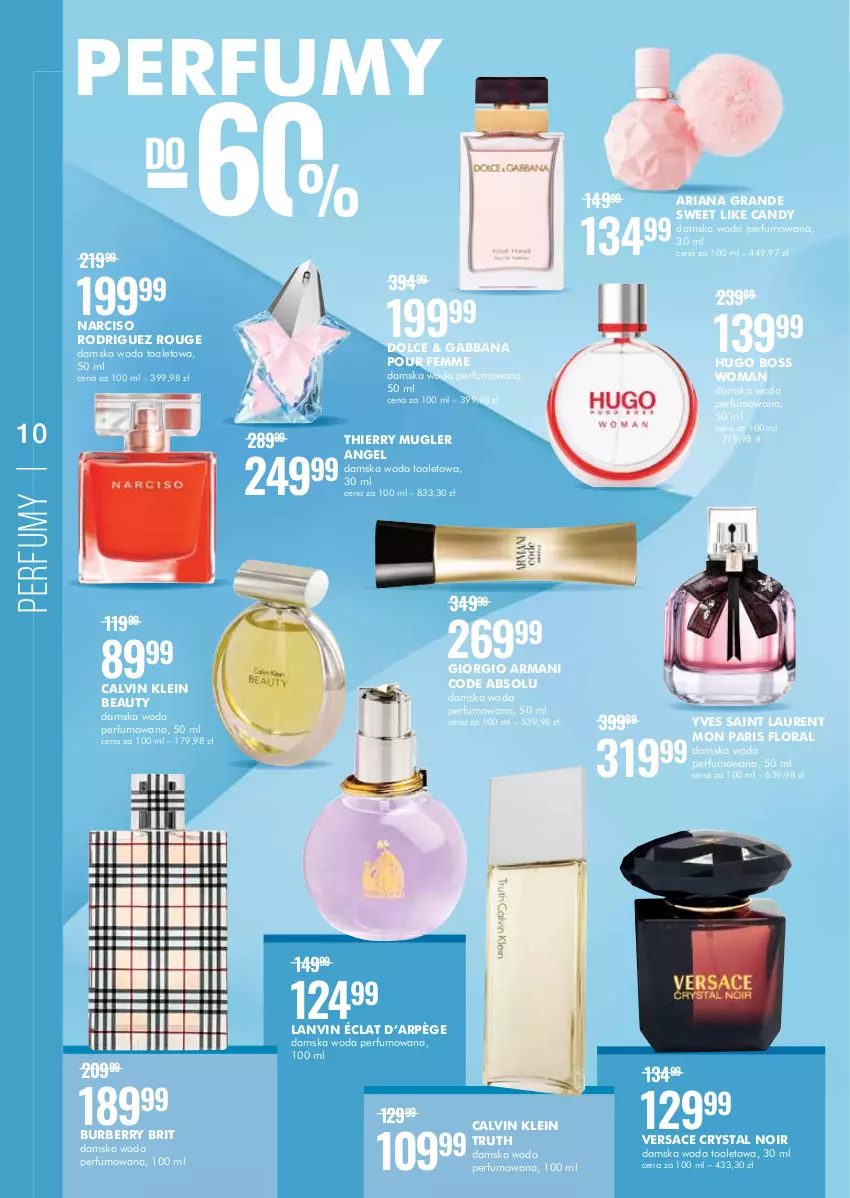 Gazetka promocyjna Super Pharm - Gazetka - ważna 01.09 do 14.09.2022 - strona 10 - produkty: Brit, Burberry, Calvin Klein, Candy, Flora, Giorgio Armani, Gra, Hugo Boss, Lanvin, Laur, Perfum, Thierry Mugler, Versace, Woda, Woda perfumowana, Woda toaletowa, Yves Saint Laurent