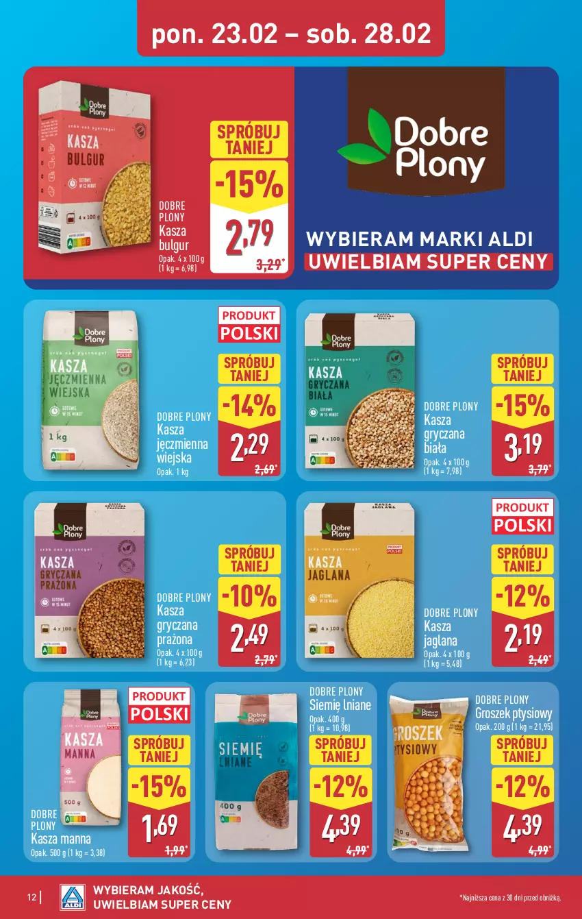 Gazetka promocyjna Aldi - Pełna oferta - ważna 23.02 do 28.02.2026 - strona 12 - produkty: Bulgur, Groszek, Groszek ptysiowy, Gry, Kasza, Kasza gryczana, Kasza jaglana, Kasza jęczmienna, LANA, LG