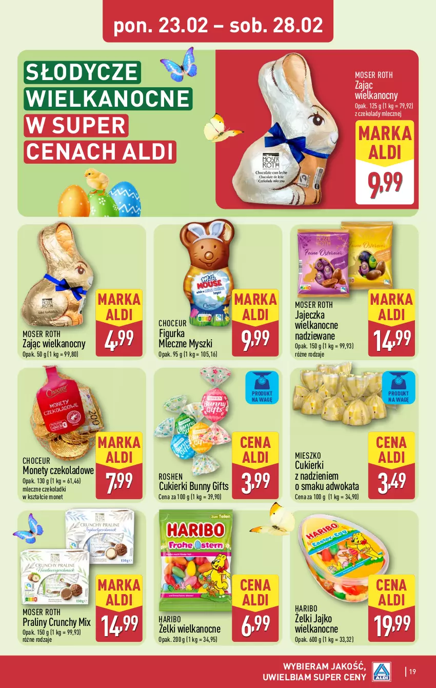 Gazetka promocyjna Aldi - Pełna oferta - ważna 23.02 do 28.02.2026 - strona 19 - produkty: Cukier, Cukierki, Haribo, Moser Roth, Mysz, Praliny, Ser