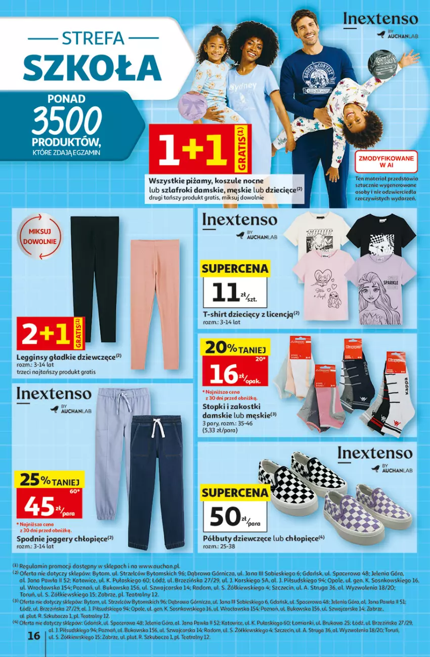 Gazetka promocyjna Auchan - 30 Lat Hipermarket - ważna 06.08 do 12.08.2026 - strona 16 - produkty: Acer, Buty, Cars, Dzieci, Fa, Gin, Gra, Kosz, Legginsy, Półbuty, Sos, Spodnie, Szlafrok, T-shirt, Top