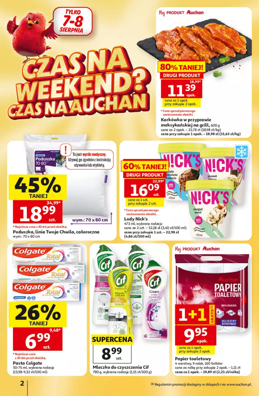 Gazetka promocyjna Auchan - 30 Lat Hipermarket - ważna 06.08 do 12.08.2026 - strona 2 - produkty: Cif, Colgate, Grill, LG, Lody, Mleczko, Papier, Papier toaletowy, Poduszka