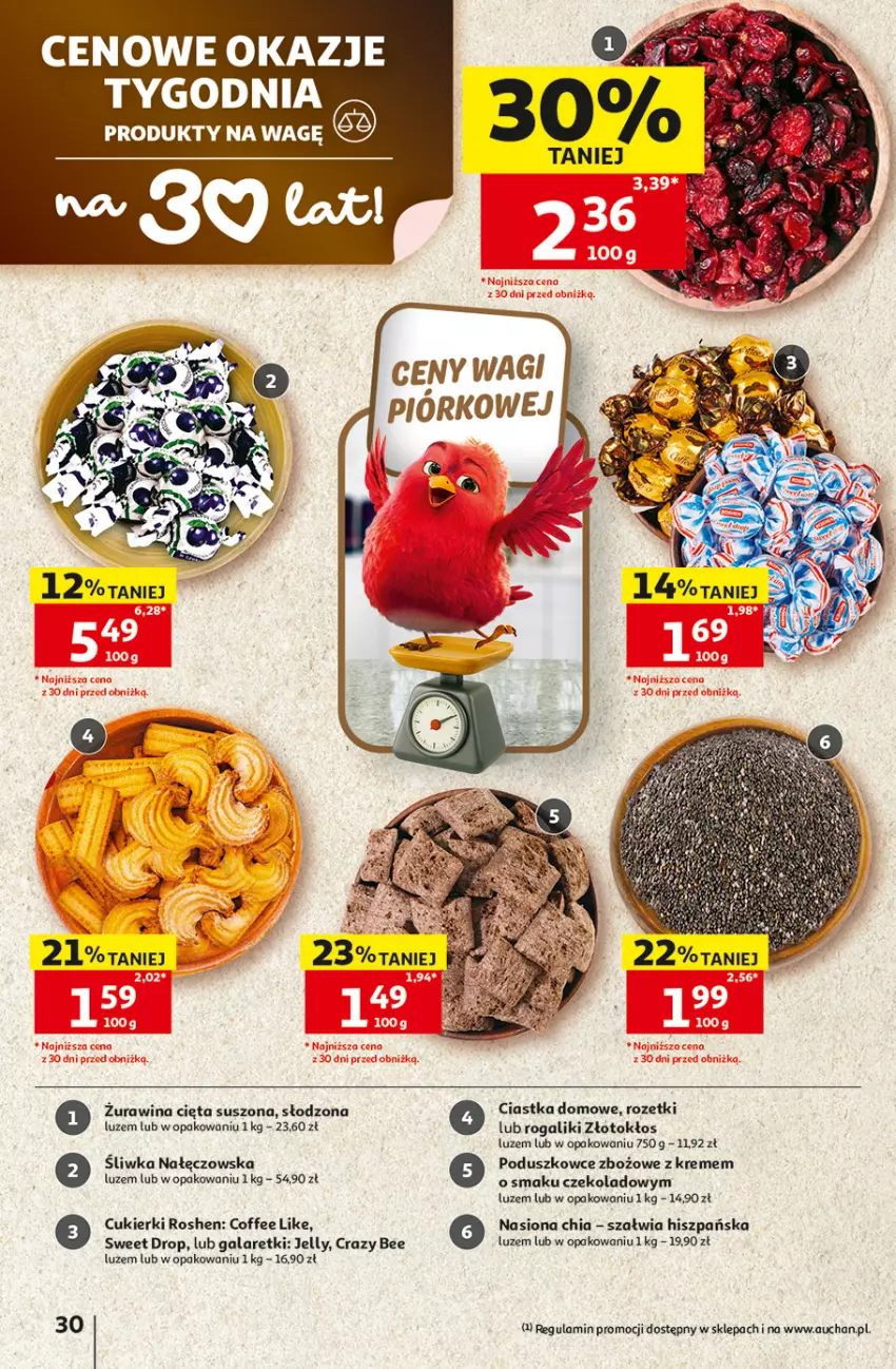 Gazetka promocyjna Auchan - 30 Lat Hipermarket - ważna 06.08 do 12.08.2026 - strona 30 - produkty: Chia, Ciastka, Cukier, Cukierki, Gala, Galaretki, Rogal