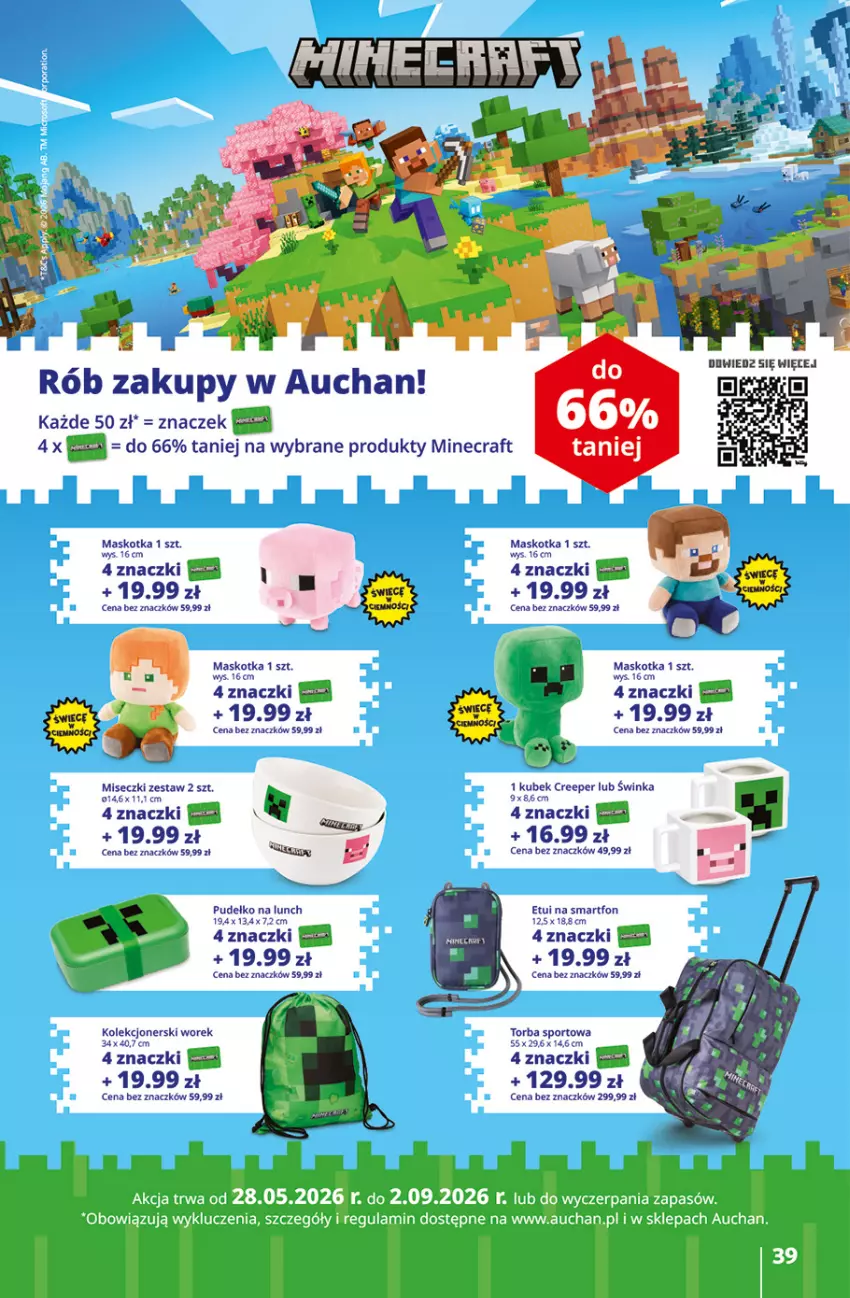 Gazetka promocyjna Auchan - 30 Lat Hipermarket - ważna 06.08 do 12.08.2026 - strona 39 - produkty: Inka, Kubek, Minecraft, Por, Pudełko, Smartfon, Sport, Torba