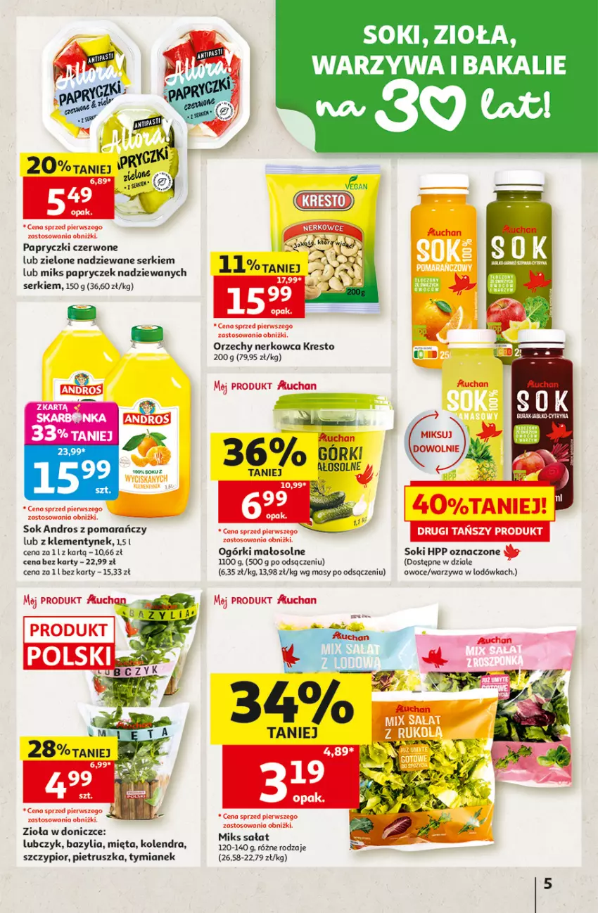 Gazetka promocyjna Auchan - 30 Lat Hipermarket - ważna 06.08 do 12.08.2026 - strona 5 - produkty: Bazyl, Bazylia, HP, Kolendra, Lodówka, Mięta, Owoce, Pietruszka, Ser, Sok, Warzywa, Zioła w doniczce