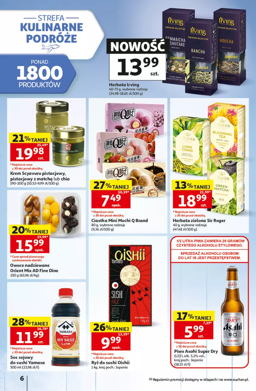 Gazetka promocyjna Auchan - 30 Lat Hipermarket - ważna 06.08 do 12.08.2026 - strona 6 - produkty: Asahi, Chia, Ciastka, Fa, Herbata, Owoce, Piwo, Ryż, Ryż do sushi, Sos, Sos sojowy, Sushi