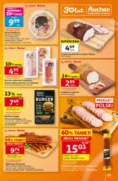 Gazetka promocyjna Auchan - 30 Lat Hipermarket - Gazetka - ważna od 12.08 do 12.08.2026 - strona 23 - produkty: Polędwica, Szynka, Pizza, Burger, Boczek, Kabanos, Roślinny burger