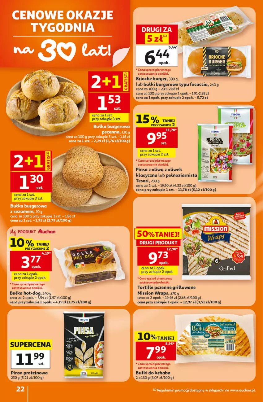 Gazetka promocyjna Auchan - 30 Lat Hipermarkett - ważna 05.06 do 10.06.2026 - strona 22 - produkty: Bułka, Burger, Focaccia, Grill, Kebab