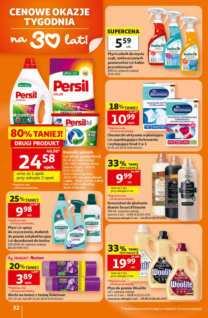 Gazetka promocyjna Auchan - 30 Lat Hipermarkett - ważna 05.06 do 10.06.2026 - strona 32 - produkty: Chusteczki, Dezodorant, Fa, Ludwik, Płyn do prania, Sanytol, Spray do czyszczenia, Woolite
