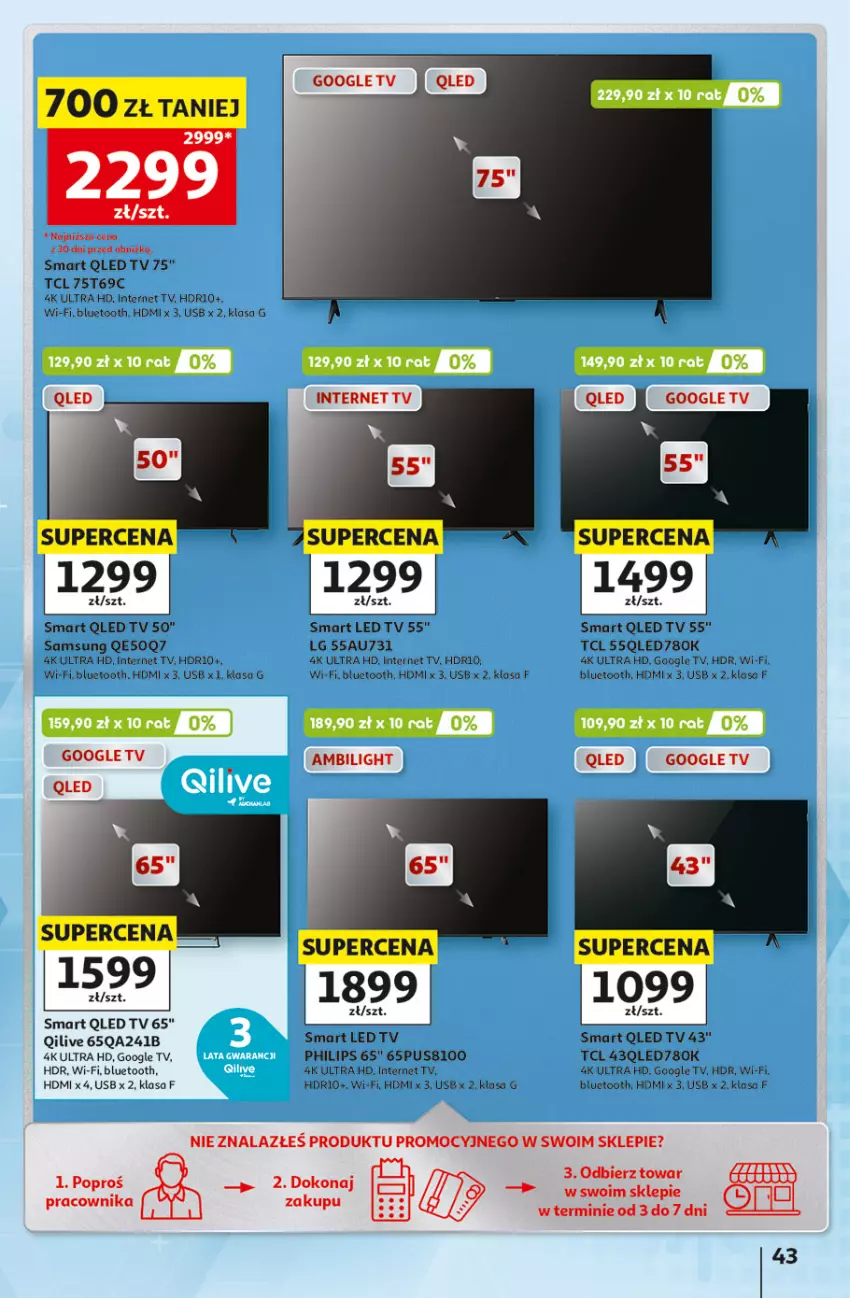 Gazetka promocyjna Auchan - 30 Lat Hipermarkett - ważna 05.06 do 10.06.2026 - strona 43 - produkty: LED TV, LG, Philips, Samsung