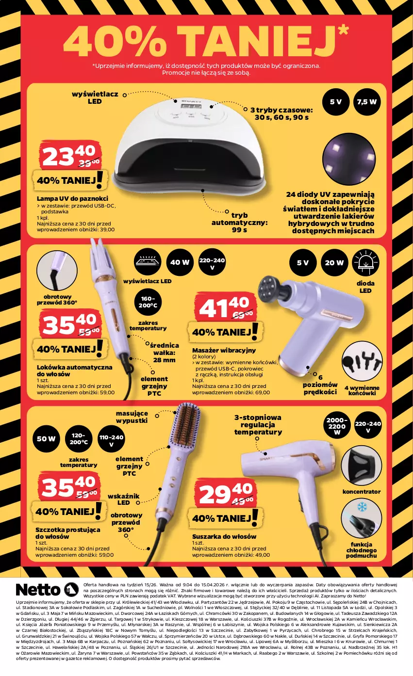 Gazetka promocyjna Netto - Od Czwartku - ważna 09.04 do 15.04.2026 - strona 8 - produkty: Fa, Gra, Gry, Karp, Kujawski, Lakier, Lampa, Lokówka, Lokówka automatyczna, Masażer, Podlaski, Pokrowiec, Przewód, Sok, Stock, Suszarka, Szczotka, Top, Wino