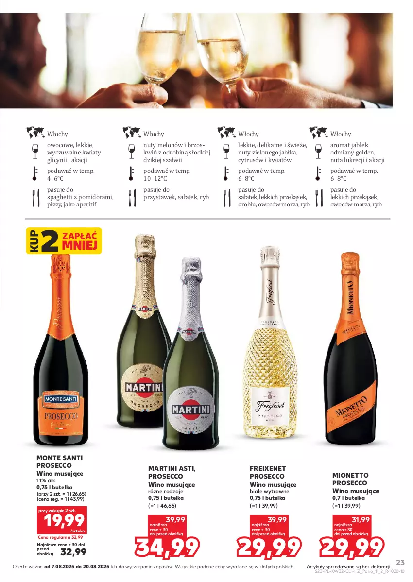 Gazetka promocyjna Kaufland - Barek Kauflandu - ważna 07.08 do 20.08.2025 - strona 23 - produkty: Jabłka, Martini, Melon, Mionetto, Monte, Monte Santi, Mus, Nuty, Prosecco, Sałat, Spaghetti, Wino, Wino musujące
