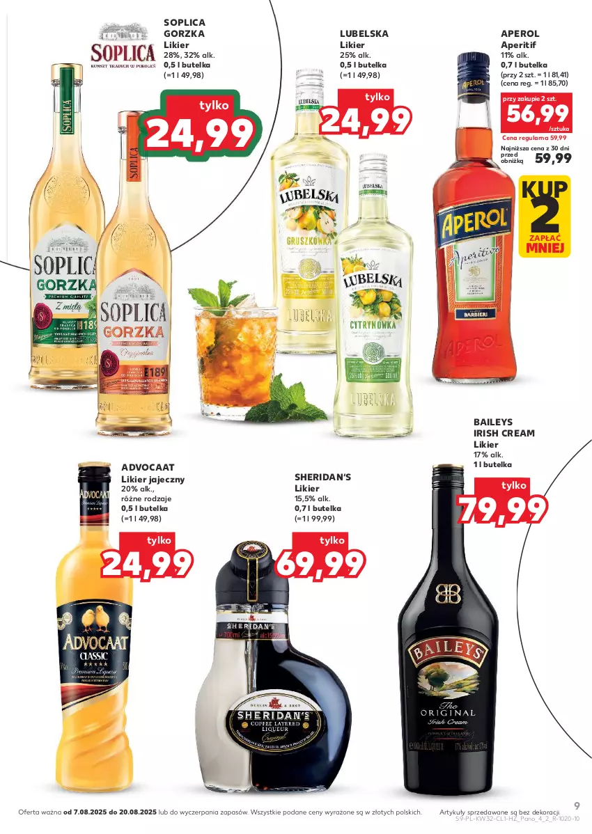 Gazetka promocyjna Kaufland - Barek Kauflandu - ważna 07.08 do 20.08.2025 - strona 9 - produkty: Advocaat, Aperol, Likier, Likier jajeczny, Soplica