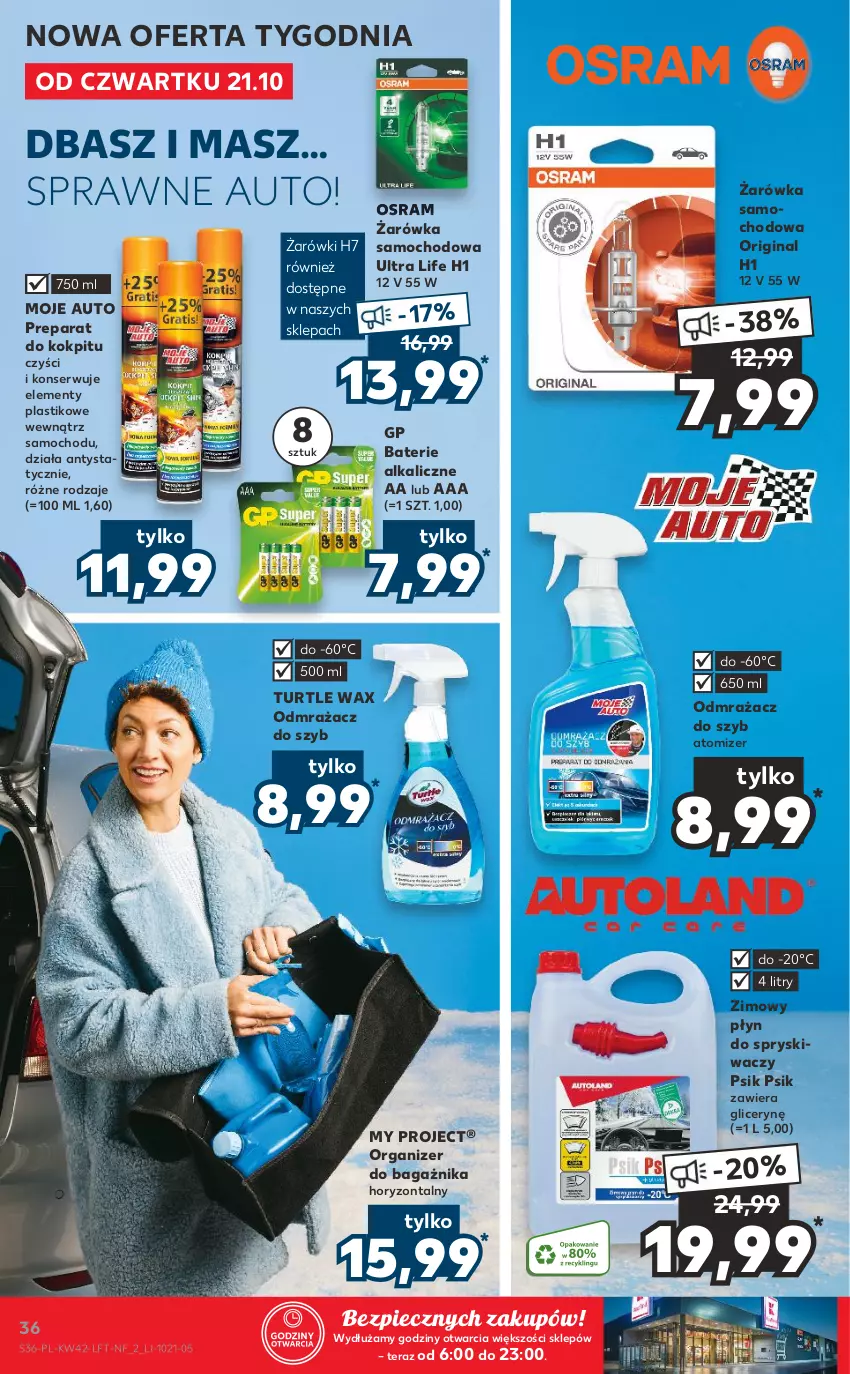 Gazetka promocyjna Kaufland - OFERTA TYGODNIA - ważna 21.10 do 27.10.2021 - strona 36 - produkty: Baterie alkaliczne, Gin, Moje Auto, O Bag, Odmrażacz do szyb, Organizer, Piec, Płyn do spryskiwaczy, Ser, Tera