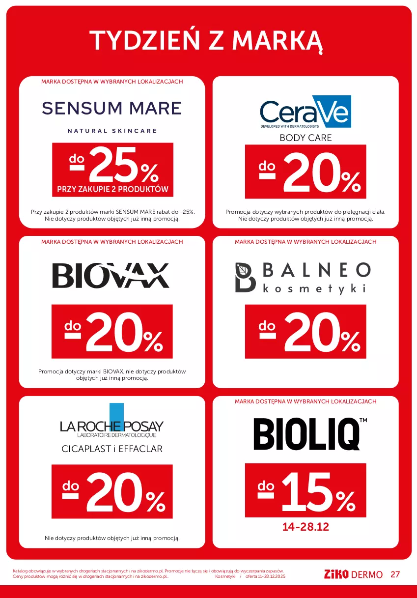 Gazetka promocyjna Ziko - Gazetka Ziko Dermo - ważna 11.12 do 28.12.2025 - strona 27 - produkty: Apteka, Atoderm, Bepanthen, Bioderma, Biovax, Body, Brie, Fa, Ser