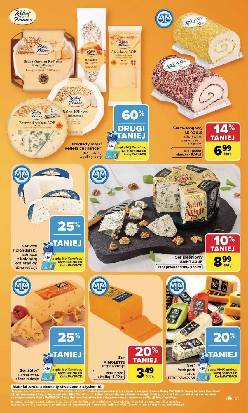 Gazetka promocyjna Carrefour - Gazetka Carrefour, Market w SUMIE najlepszy, od poniedziałku - ważna 21.09 do 26.09.2026 - strona 23 - produkty: Mimolette, Por, Ryba, Ser, Ser kozi, Ser pleśniowy, Ser twarogowy, Sok, STP