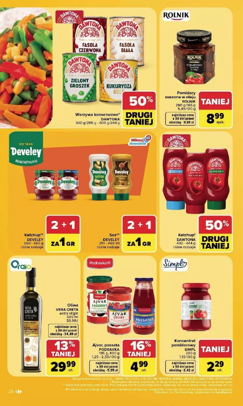 Gazetka promocyjna Carrefour - Gazetka Carrefour, Market w SUMIE najlepszy, od poniedziałku - ważna 21.09 do 26.09.2026 - strona 30 - produkty: Gin, Ketchup, Olej, Oliwa, Podravka, Pomidory, Rolnik, Ser, Sos, Warzywa, Warzywa konserwowe