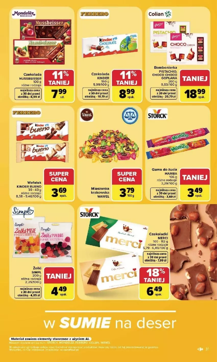 Gazetka promocyjna Carrefour - Gazetka Carrefour, Market w SUMIE najlepszy, od poniedziałku - ważna 21.09 do 26.09.2026 - strona 33 - produkty: Czekolada, Guma do żucia, Kinder, Merci, Ser, Wawel