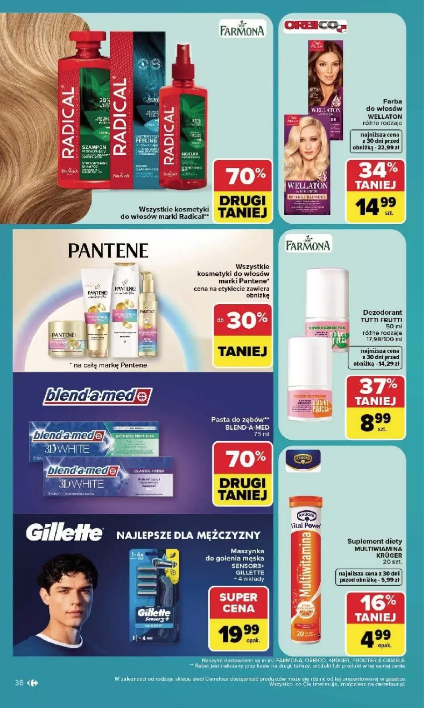 Gazetka promocyjna Carrefour - Gazetka Carrefour, Market w SUMIE najlepszy, od poniedziałku - ważna 21.09 do 26.09.2026 - strona 40 - produkty: Blend-a-Med, Dezodorant, Fa, Maszynka, Pantene, Pasta do zębów, Szampon, Szynka, Wella, Ziaja