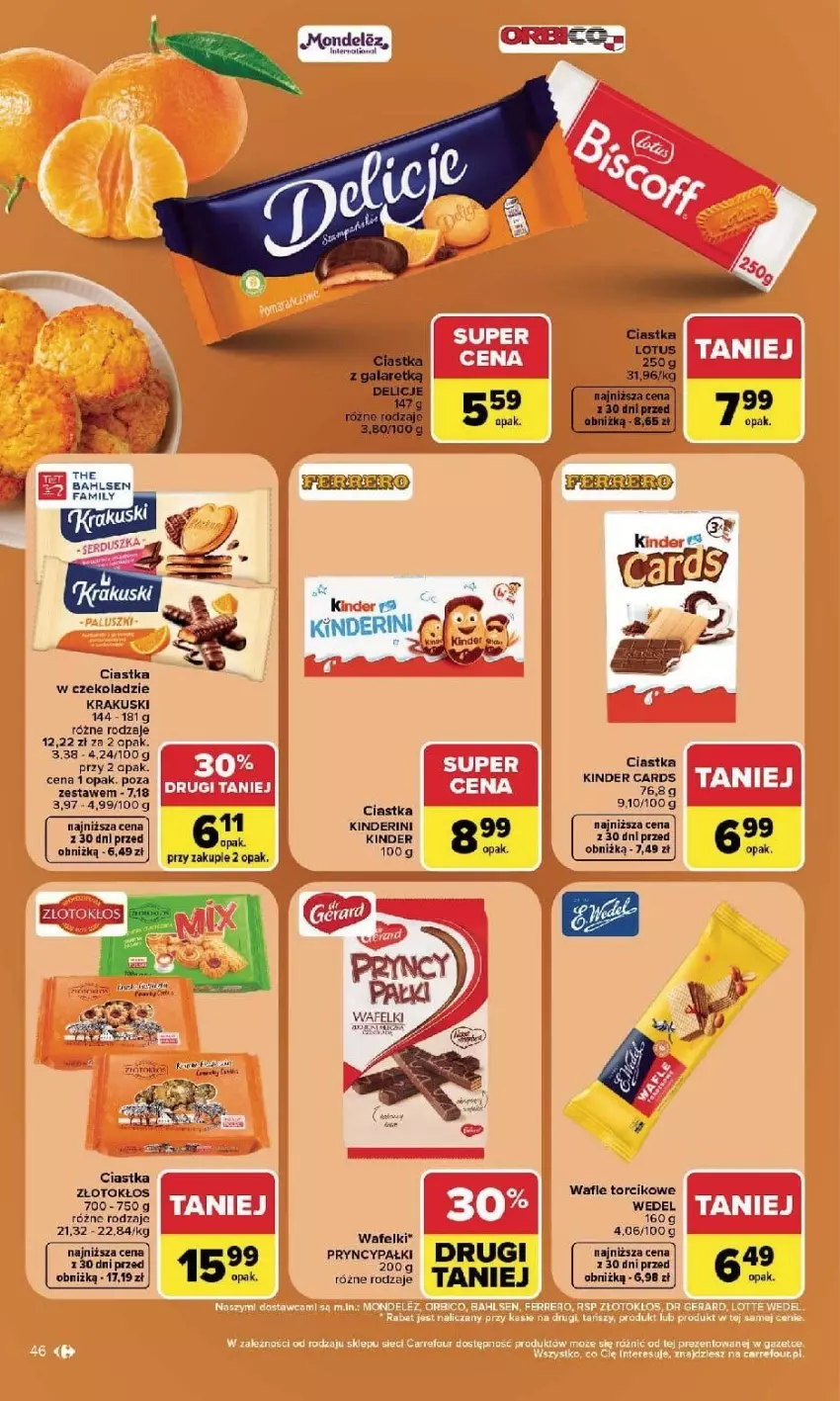 Gazetka promocyjna Carrefour - Gazetka Carrefour, Market w SUMIE najlepszy, od poniedziałku - ważna 21.09 do 26.09.2026 - strona 48 - produkty: Ciastka, Fa, Kinder, Krakus, Krakuski, Wafle
