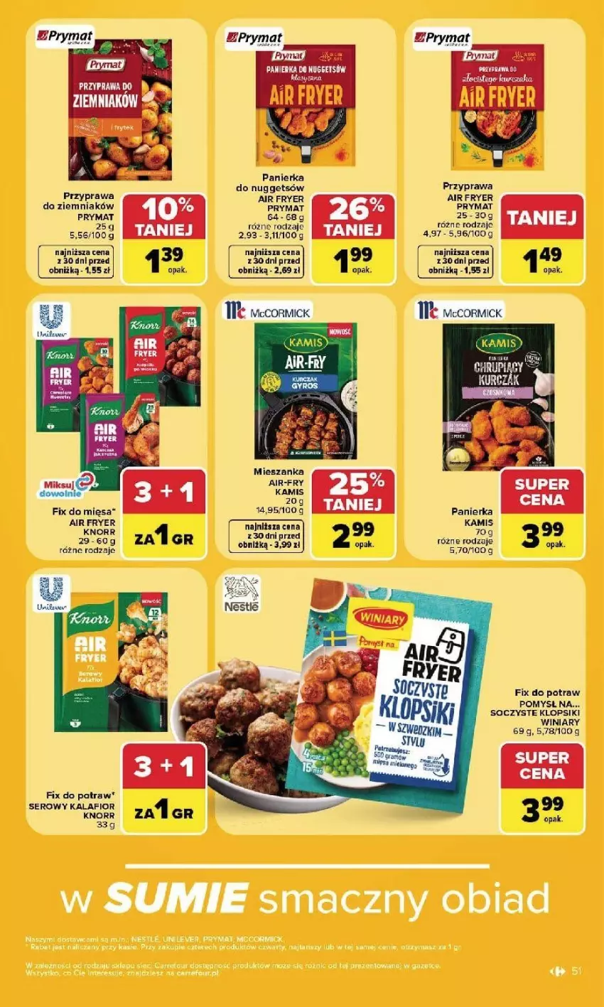 Gazetka promocyjna Carrefour - Gazetka Carrefour, Market w SUMIE najlepszy, od poniedziałku - ważna 21.09 do 26.09.2026 - strona 53 - produkty: Kalafior, Kamis, Klopsiki, Knorr, Prymat, Ser, Winiary