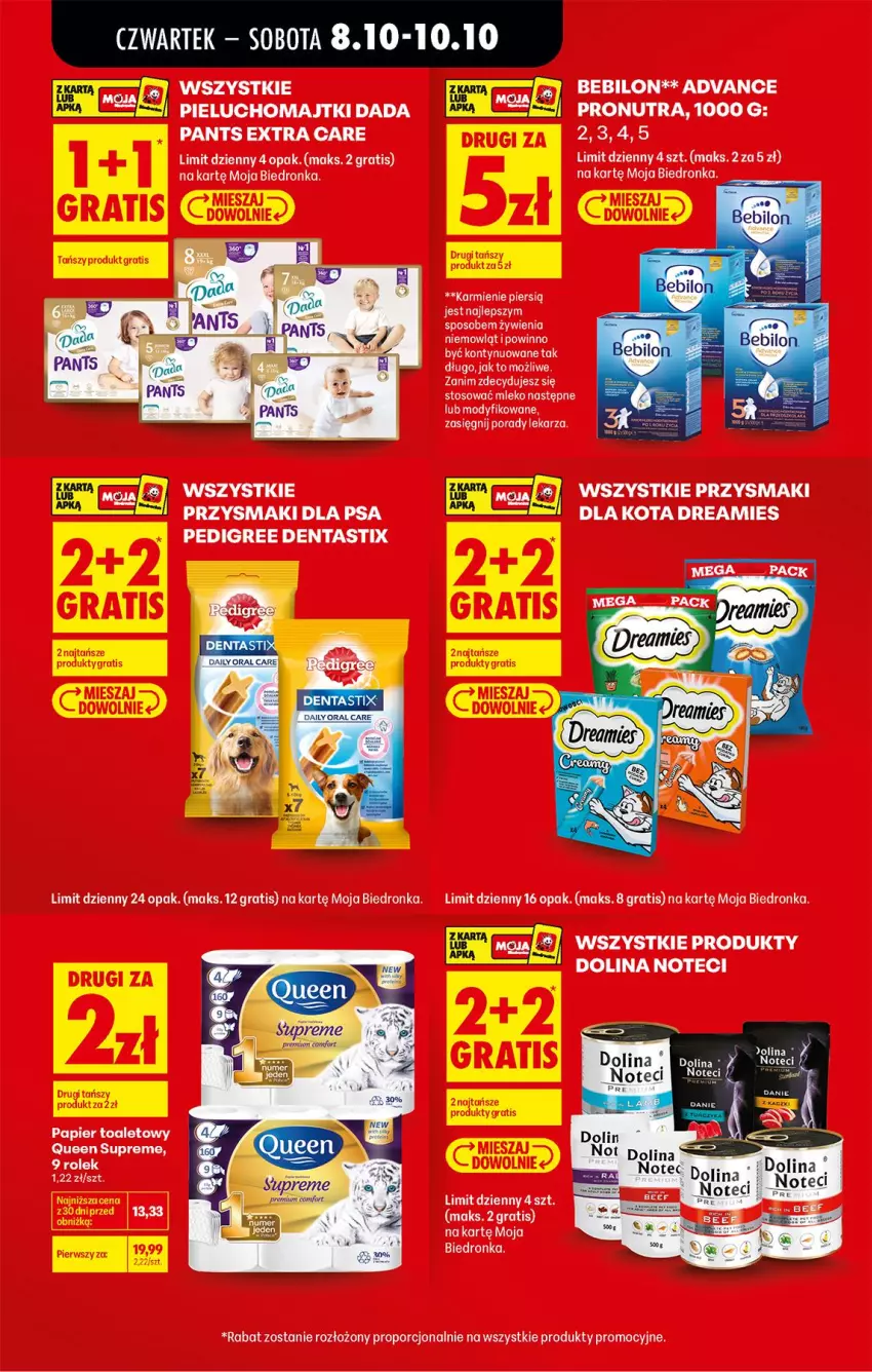 Gazetka promocyjna Biedronka - Od Czwartku - ważna 08.10 do 10.10.2026 - strona 13 - produkty: BEBILON, Dada, Gra, Karmi, Majtki, Mleko, O nas, Papier, Papier toaletowy, Pedigree, Pieluchomajtki, Por, Przysmaki