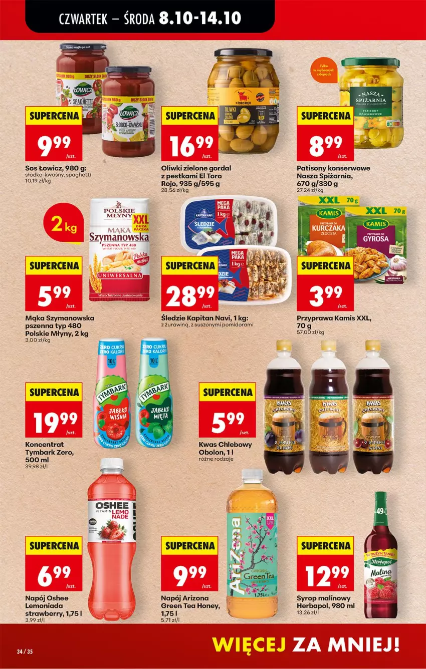 Gazetka promocyjna Biedronka - Od Czwartku - ważna 08.10 do 10.10.2026 - strona 50 - produkty: Chleb, Herbapol, Kamis, Lemoniada, Mąka, Napój, O nas, Oliwki, Oliwki zielone, Oshee, Polskie Młyny, Ser, Sony, Sos, Spaghetti, Syrop, Tymbark