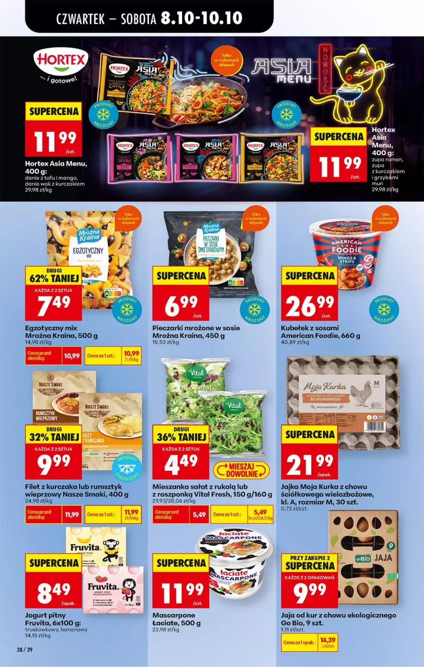 Gazetka promocyjna Biedronka - Od Czwartku - ważna 08.10 do 10.10.2026 - strona 54 - produkty: Jaja, Jogurt, Jogurt pitny, Kurczak, Mango, Mascarpone, Mieszanka sałat, Piec, Rum, Sałat, Sos, Tofu
