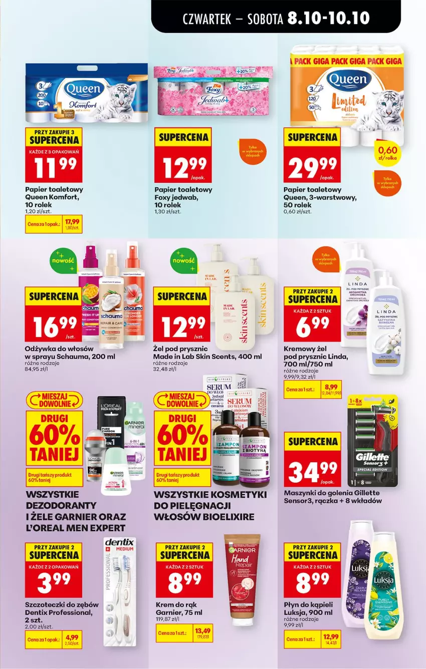 Gazetka promocyjna Biedronka - Od Czwartku - ważna 08.10 do 10.10.2026 - strona 67 - produkty: Aksam, Dezodorant, Foxy, Garnier, Gillette, Krem do rąk, Luksja, Odzywka do włosów, Papier, Papier toaletowy, Rum, Schauma, Ser, Serum, Szampon
