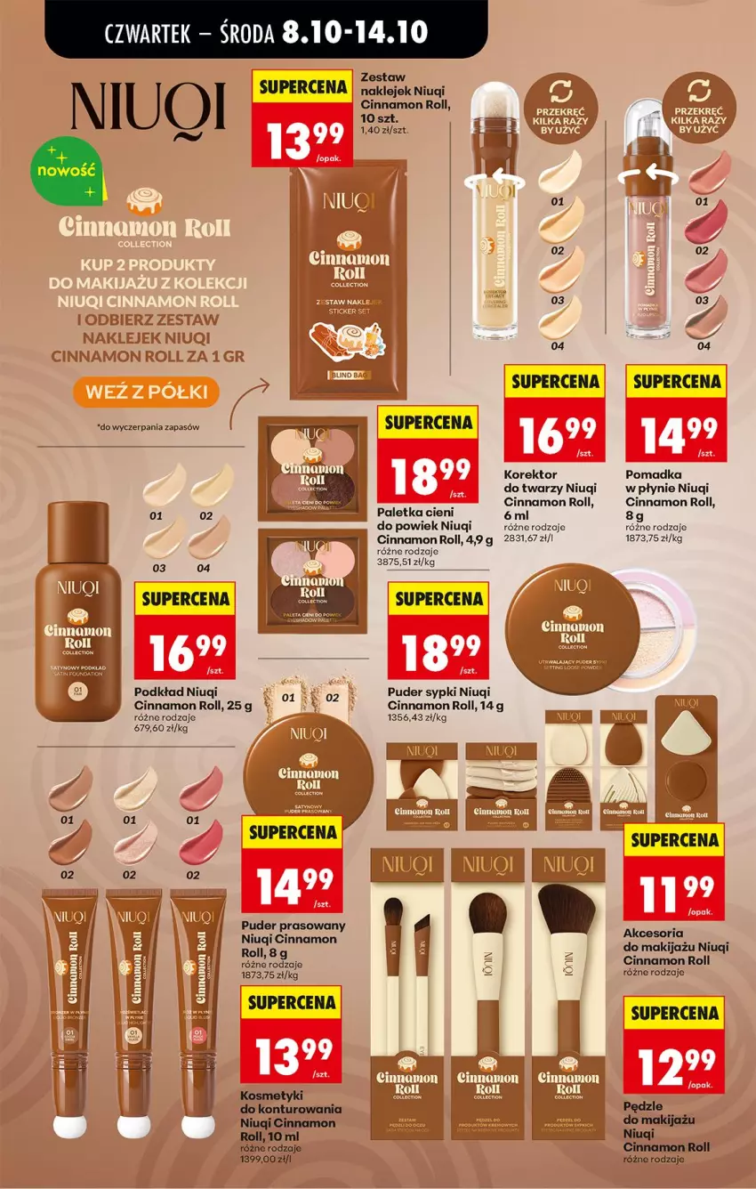 Gazetka promocyjna Biedronka - Od Czwartku - ważna 08.10 do 10.10.2026 - strona 69 - produkty: Klej, Korektor do twarzy, Makijaż, Niuqi, Paletka cieni, Podkład, Puder, Puder prasowany