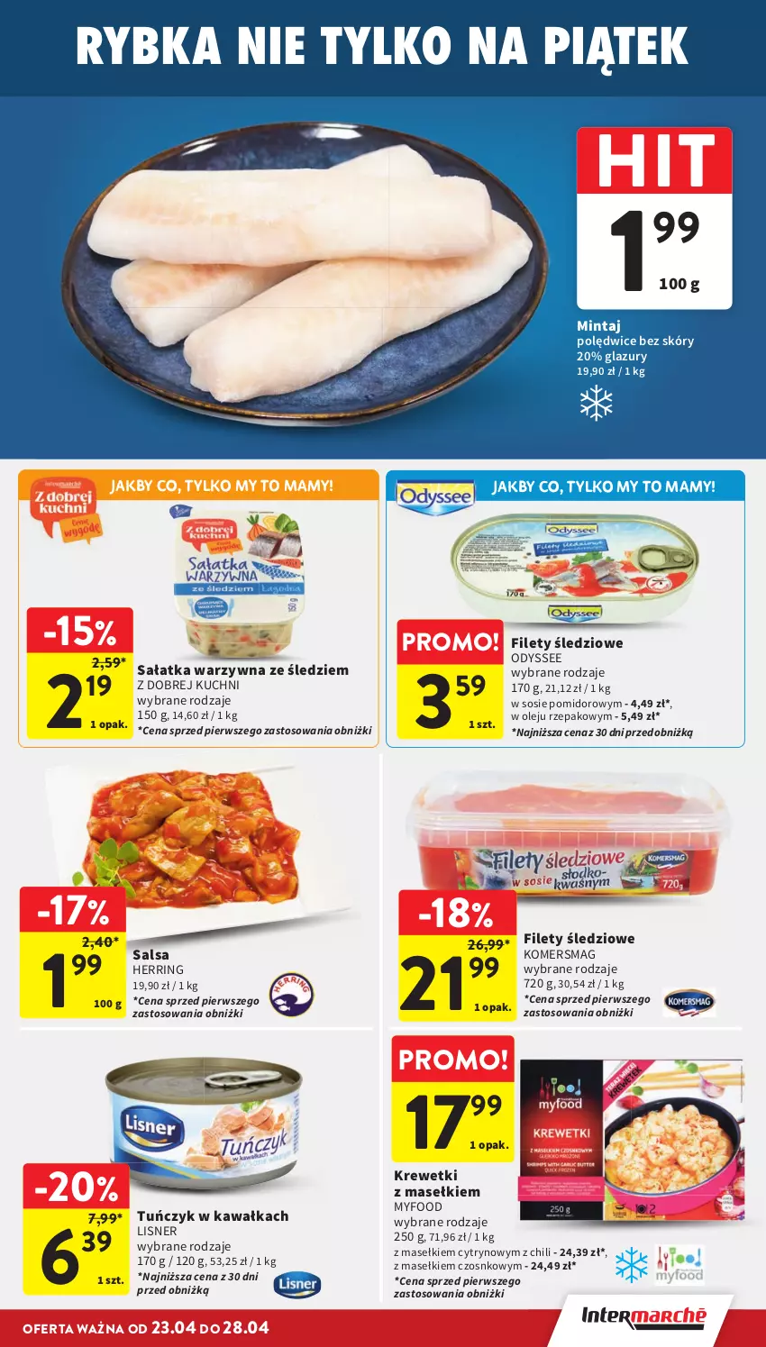 Gazetka promocyjna Intermarche - Gazetka promocyjna - ważna 23.04 do 28.04.2026 - strona 29 - produkty: Kawa, Krewetki, Lazur, Lisner, Mintaj, Olej, Sałat, Sałatka, Sałatka warzywna, Salsa, Sos, Tuńczyk