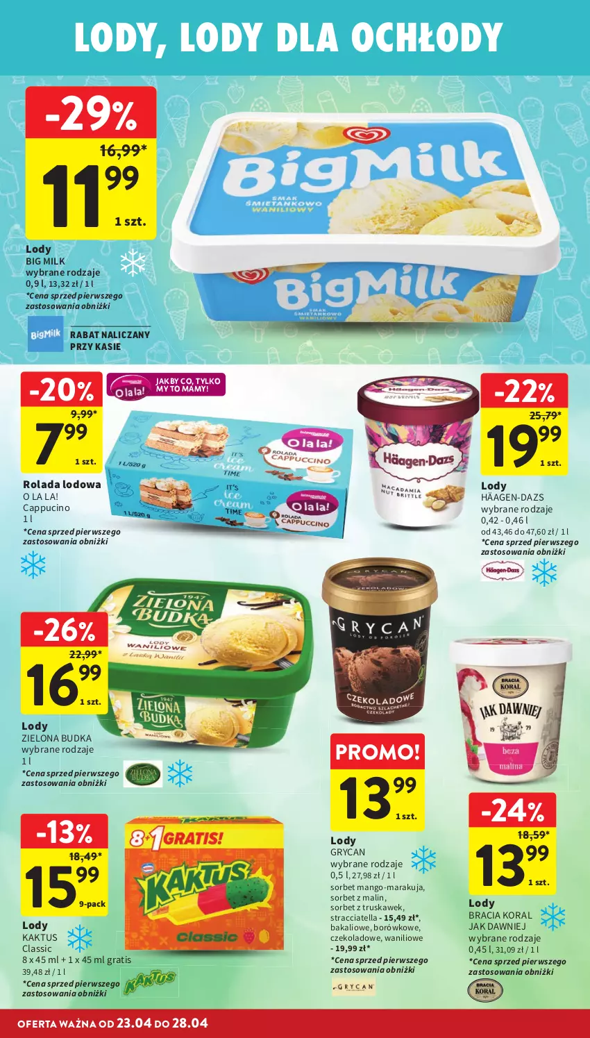 Gazetka promocyjna Intermarche - Gazetka promocyjna - ważna 23.04 do 28.04.2026 - strona 36 - produkty: Big Milk, Gra, Gry, Kaktus, Lody, Mango, Rolada, Zielona Budka