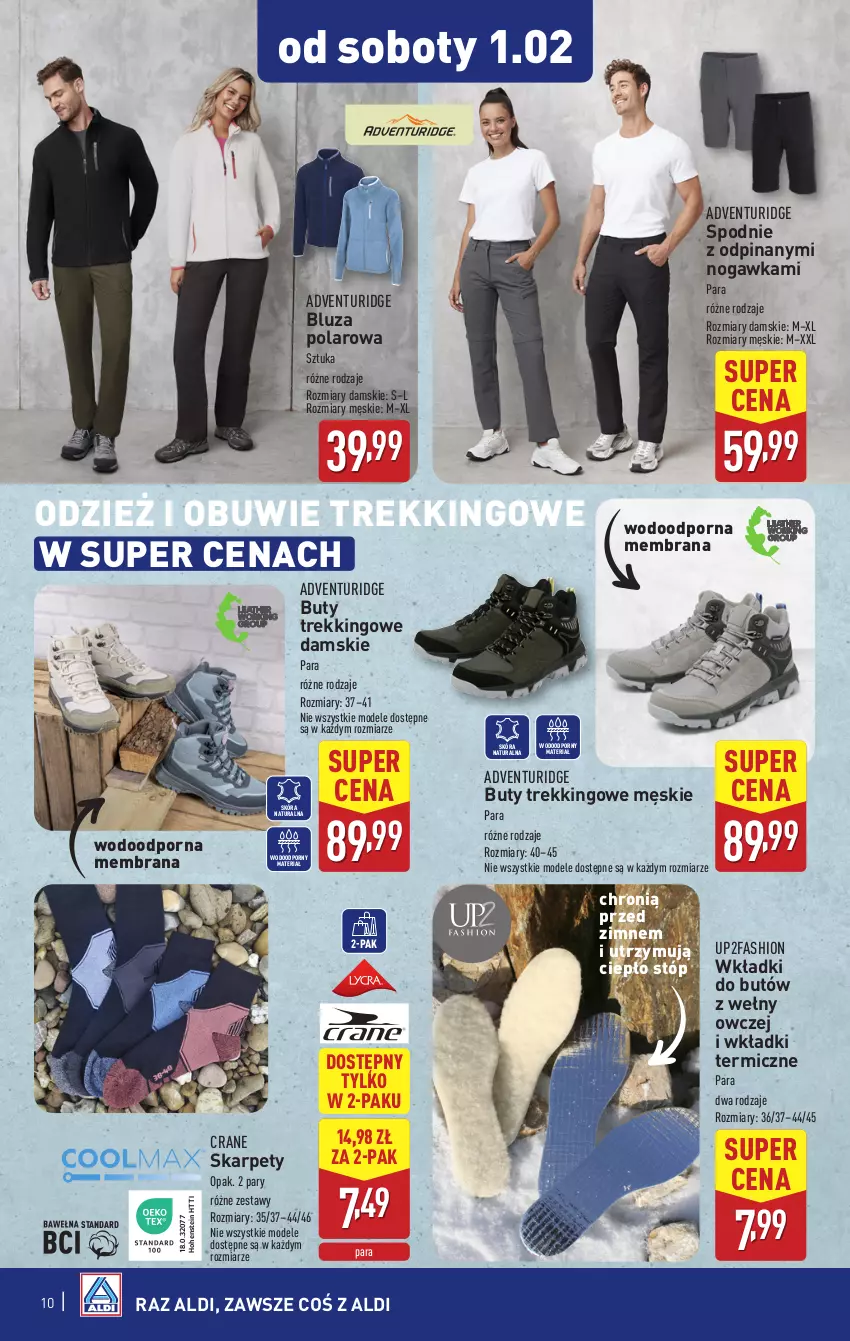 Gazetka promocyjna Aldi - Artykuły przemysłowe i tekstylia - ważna 29.01 do 01.02.2025 - strona 10 - produkty: Bluza, Bluza polarowa, Buty, Fa, Karp, Obuwie, Por, Spodnie, Wkładki