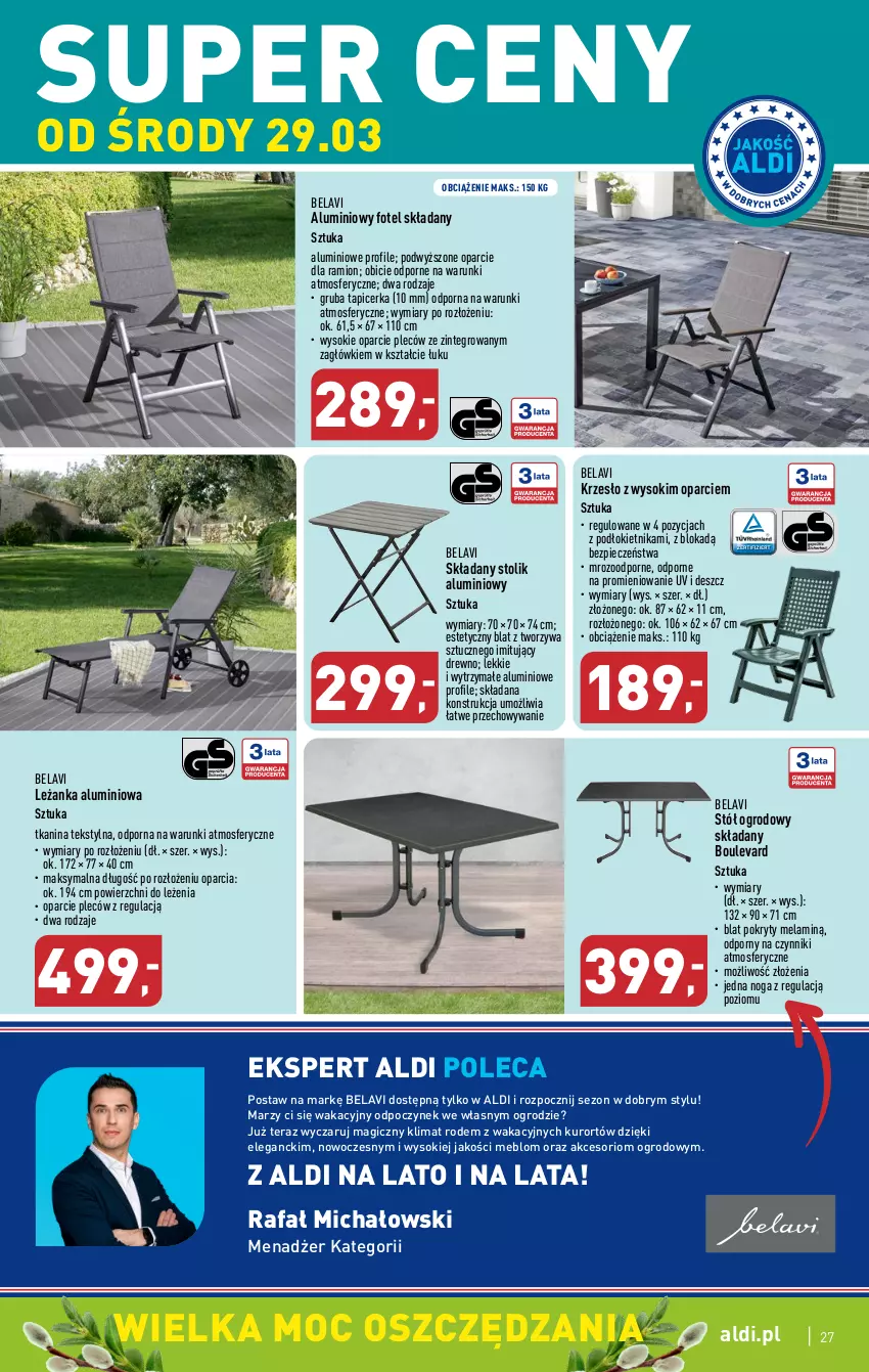 Gazetka promocyjna Aldi - Pełen katalog - ważna 27.03 do 02.04.2023 - strona 27 - produkty: BIC, Fa, Fotel, Krzesło, Leżanka, Piec, Por, Sok, Stół, Stolik, Tapicerka, Tera