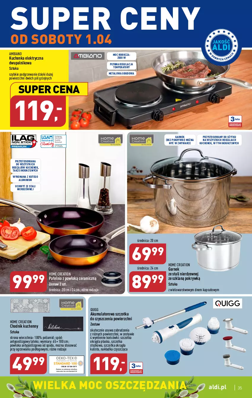 Gazetka promocyjna Aldi - Pełen katalog - ważna 27.03 do 02.04.2023 - strona 35 - produkty: Akumulator, Chodnik, Garnek, Patelnia, Szczotka