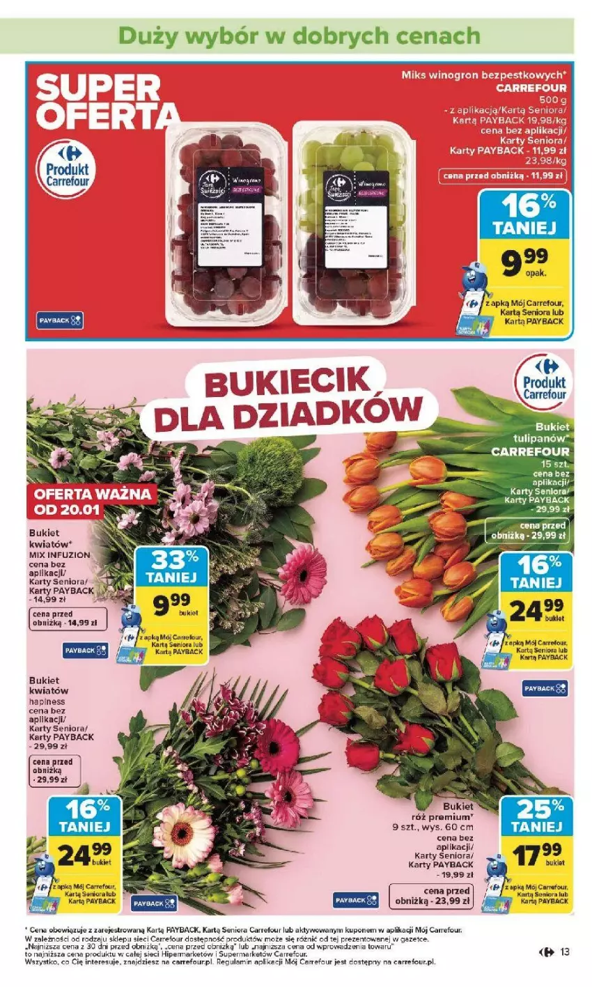 Gazetka promocyjna Carrefour - Gazetka Carrefour, Market od poniedziałku! - ważna 19.01 do 25.01.2026 - strona 15 - produkty: Bukiet, Fa, Ser, Tulipan, Wino
