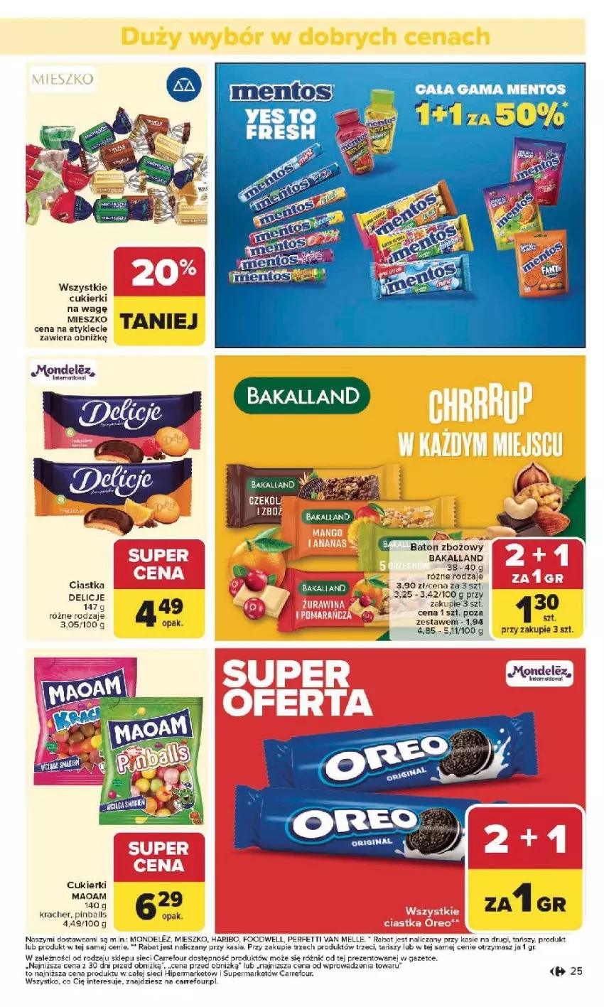 Gazetka promocyjna Carrefour - Gazetka Carrefour, Market od poniedziałku! - ważna 19.01 do 25.01.2026 - strona 27 - produkty: Bakalland, Baton, Ciastka, Cukier, Cukierki, Delicje, Fa, Haribo, Mentos, NBA, Oreo
