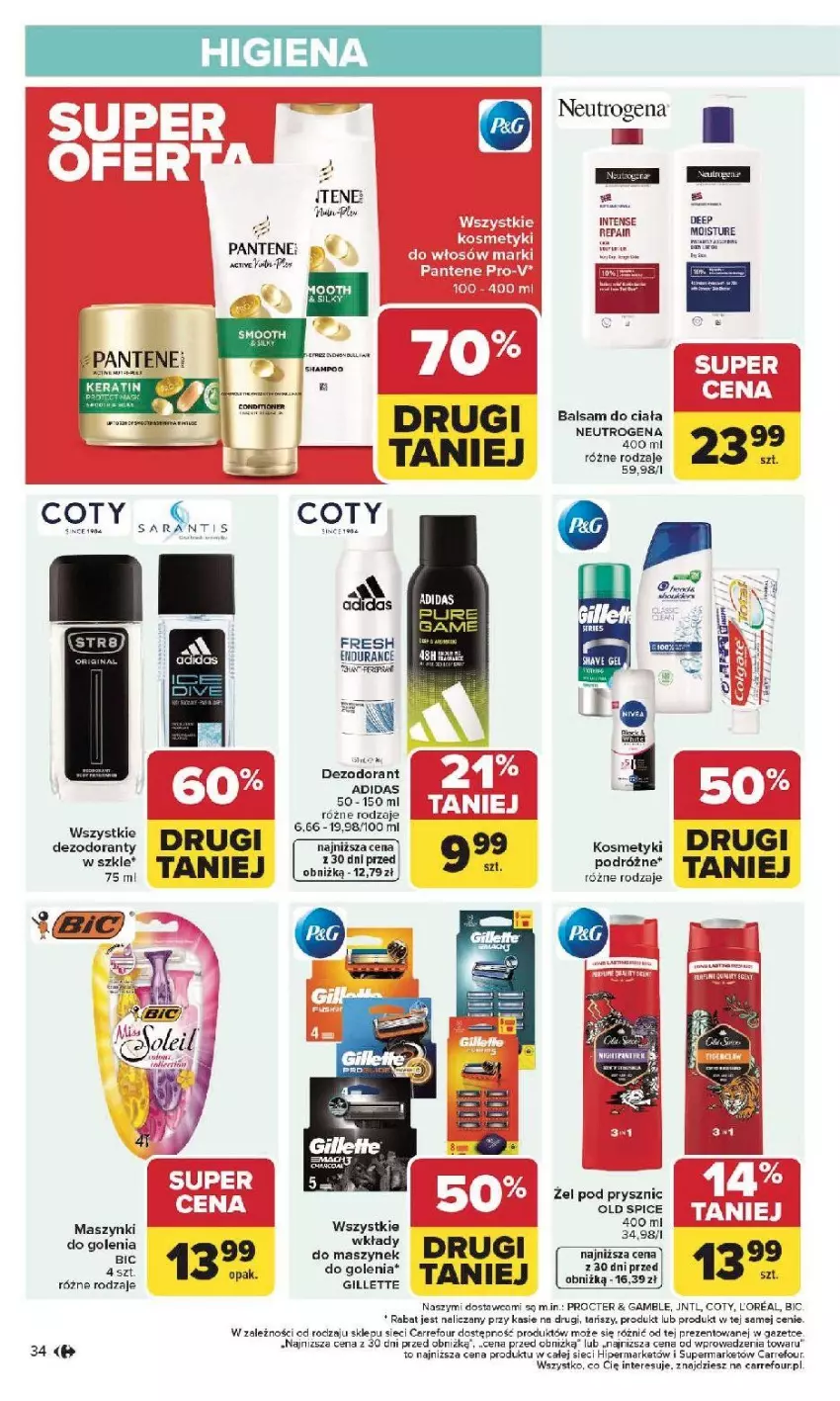 Gazetka promocyjna Carrefour - Gazetka Carrefour, Market od poniedziałku! - ważna 19.01 do 25.01.2026 - strona 36 - produkty: Adidas, Balsam do ciała, BIC, Dezodorant, Fa, Gillette, Gin, Neutrogena, Old Spice, Pantene, Pur, Str8
