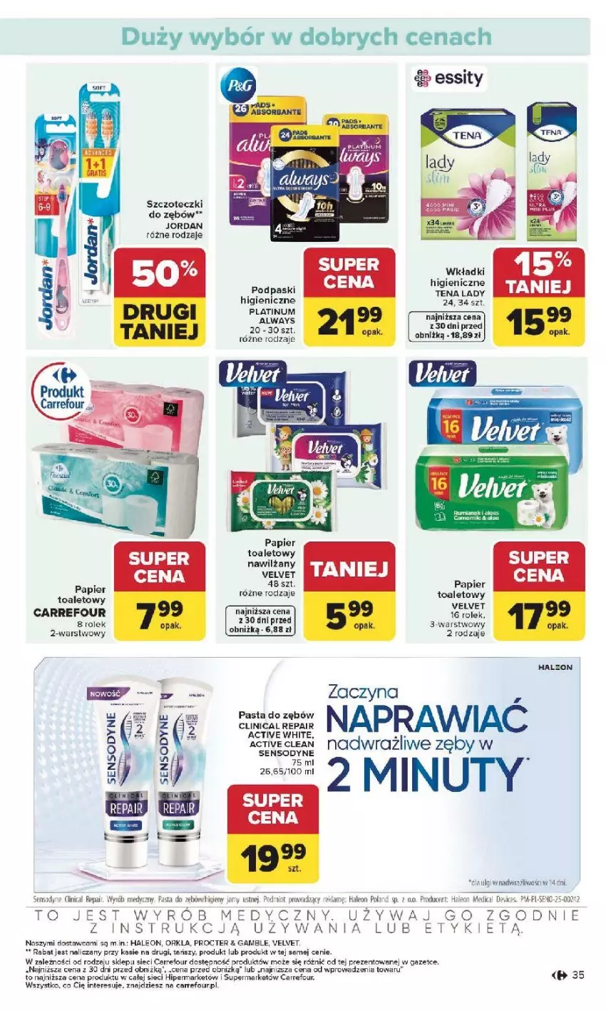 Gazetka promocyjna Carrefour - Gazetka Carrefour, Market od poniedziałku! - ważna 19.01 do 25.01.2026 - strona 37 - produkty: Always, Fa, Leon, LG, Nuty, Papier, Papier toaletowy, Podpaski, Sensodyne, Velvet, Wkładki