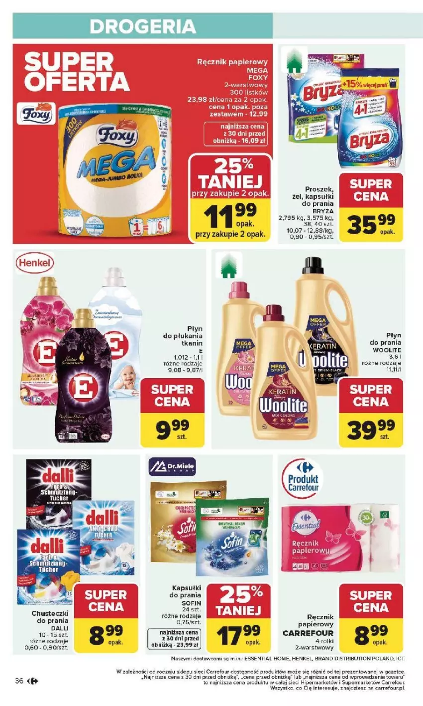 Gazetka promocyjna Carrefour - Gazetka Carrefour, Market od poniedziałku! - ważna 19.01 do 25.01.2026 - strona 38 - produkty: Chusteczki, Fa, Papier, Ręcznik, Rolki, Ser, Woolite