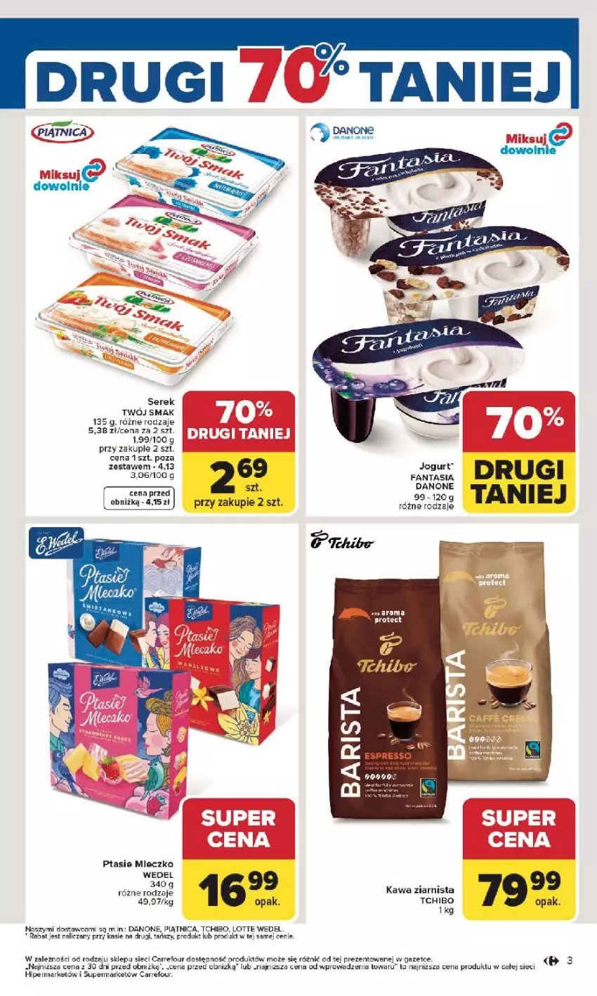 Gazetka promocyjna Carrefour - Gazetka Carrefour, Market od poniedziałku! - ważna 19.01 do 25.01.2026 - strona 5 - produkty: Danone, Fa, Fanta, Kawa, Kawa ziarnista, Mleczko, Piątnica, Ptasie mleczko, Ser, Serek, Tchibo, Twój Smak