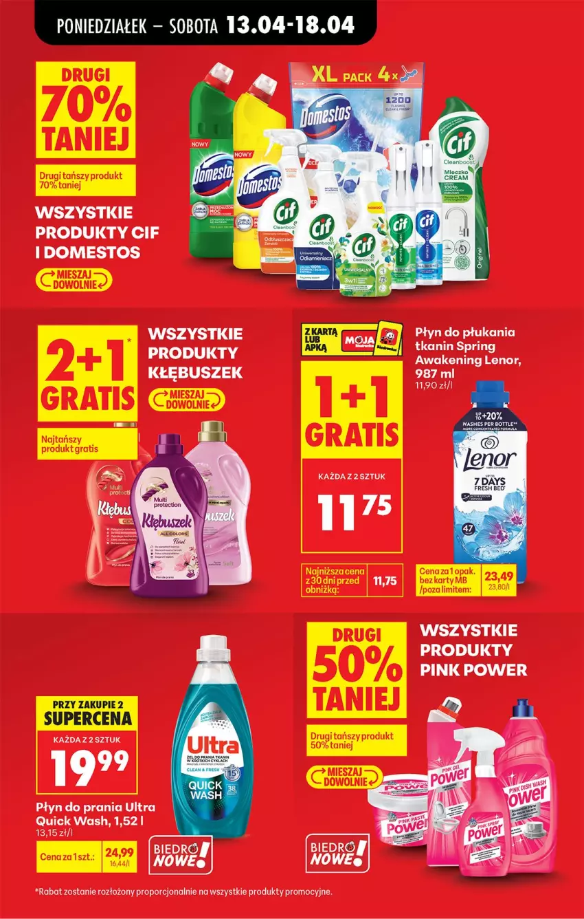 Gazetka promocyjna Biedronka - Od Poniedziałku - ważna 13.04 do 18.04.2026 - strona 25 - produkty: Cif, Domestos, Lenor, Płyn do prania, Por