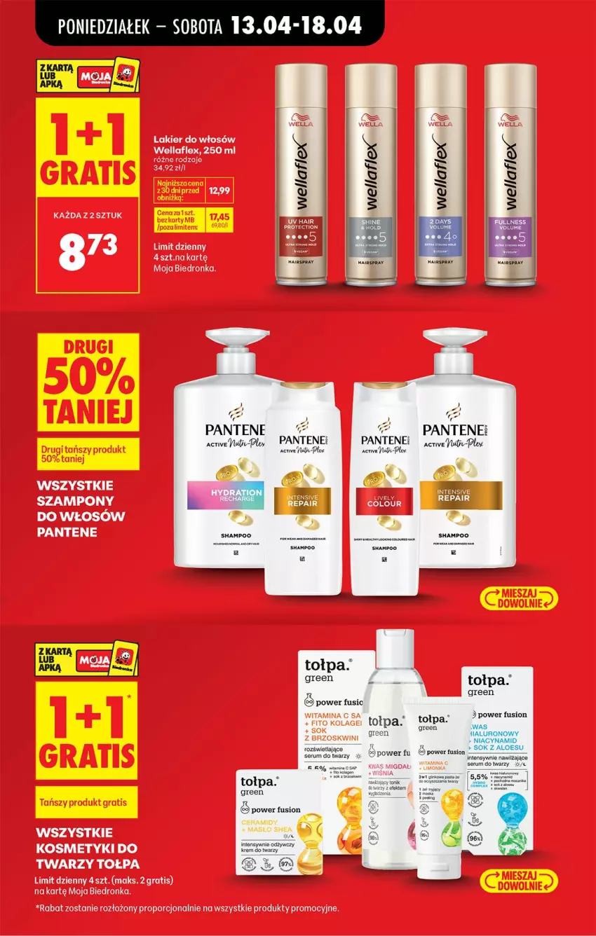 Gazetka promocyjna Biedronka - Od Poniedziałku - ważna 13.04 do 18.04.2026 - strona 27 - produkty: Fusion, Jaja, Krem do twarzy, Maska, Pantene, Rum, Ser, Serum, Serum do twarzy, Sok, Tołpa, Wella, Wellaflex
